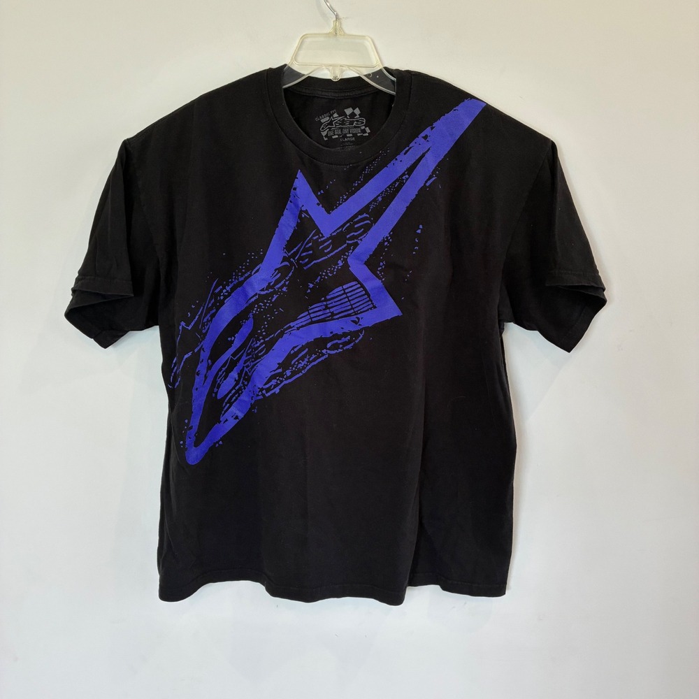 Alpinestars Mens XL Graphic T-Shirt Black Purple Distressed Logo Cotton Tee